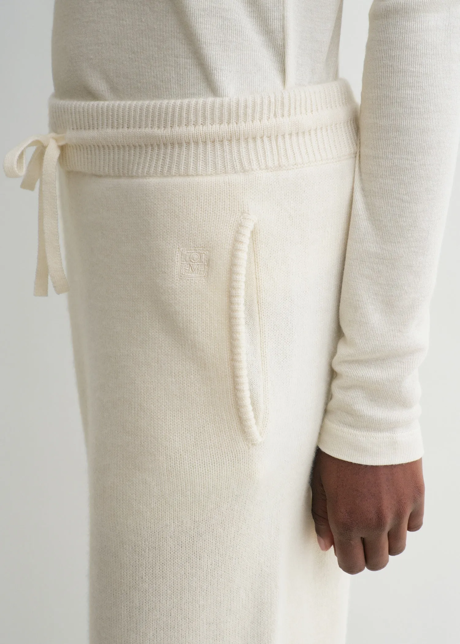 Drawstring cashmere sweatpants winter white