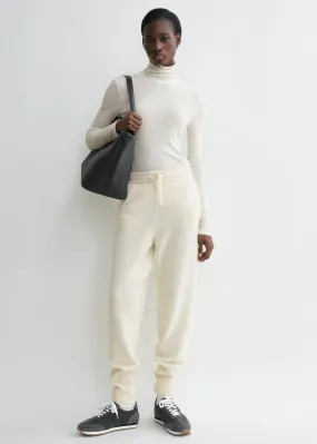 Drawstring cashmere sweatpants winter white