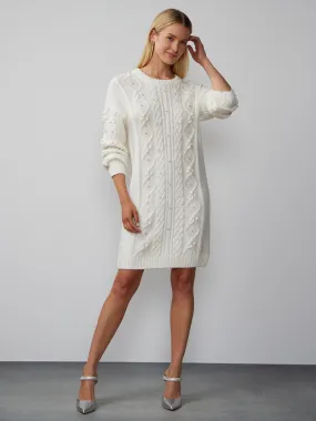 Embellished Cable Knit Sweater Dress
