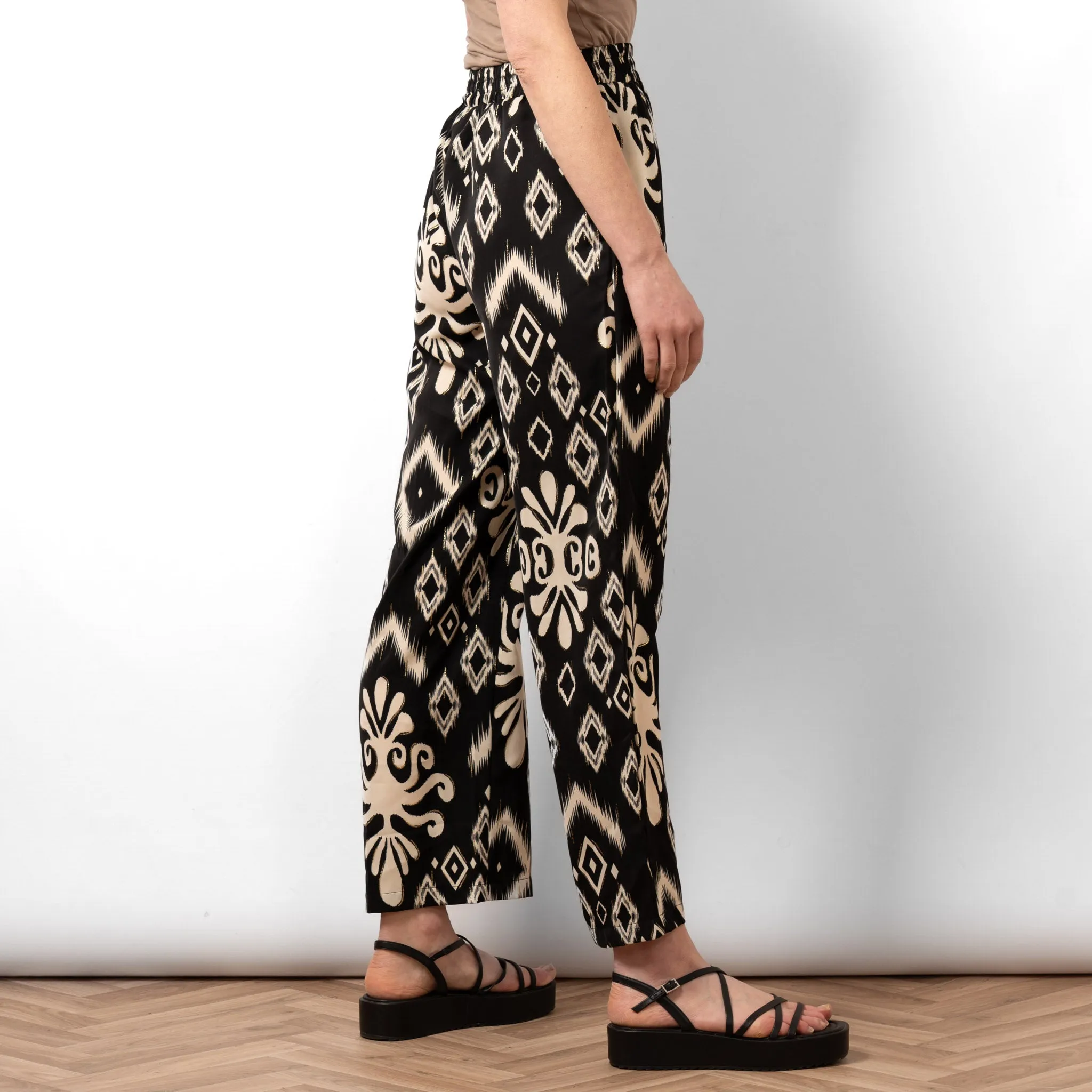 Fifi Wide Leg Trousers - Black, Ikat