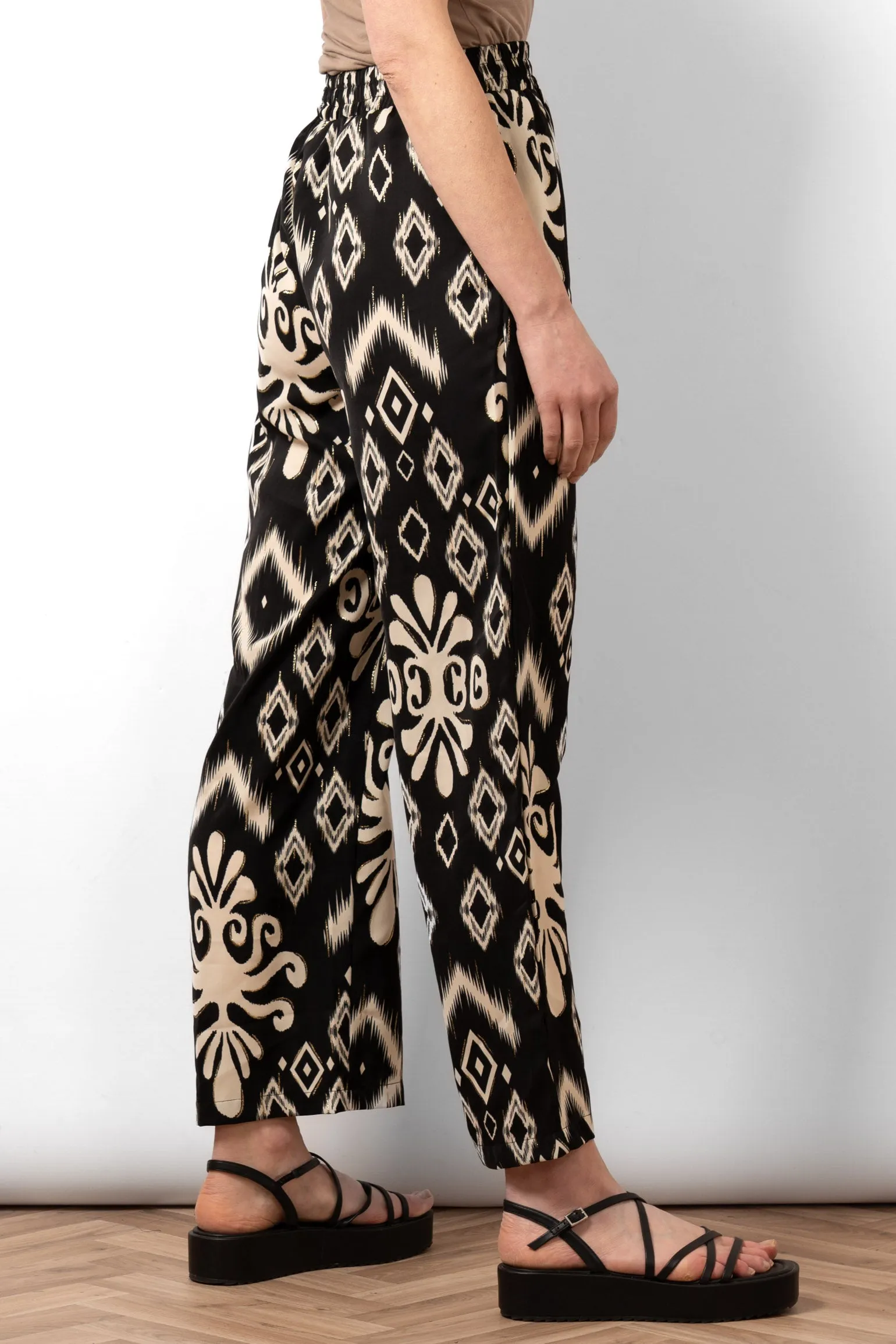 Fifi Wide Leg Trousers - Black, Ikat