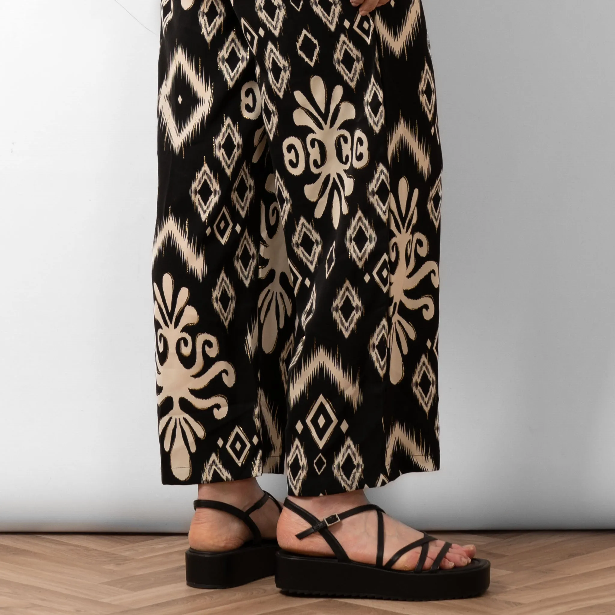 Fifi Wide Leg Trousers - Black, Ikat