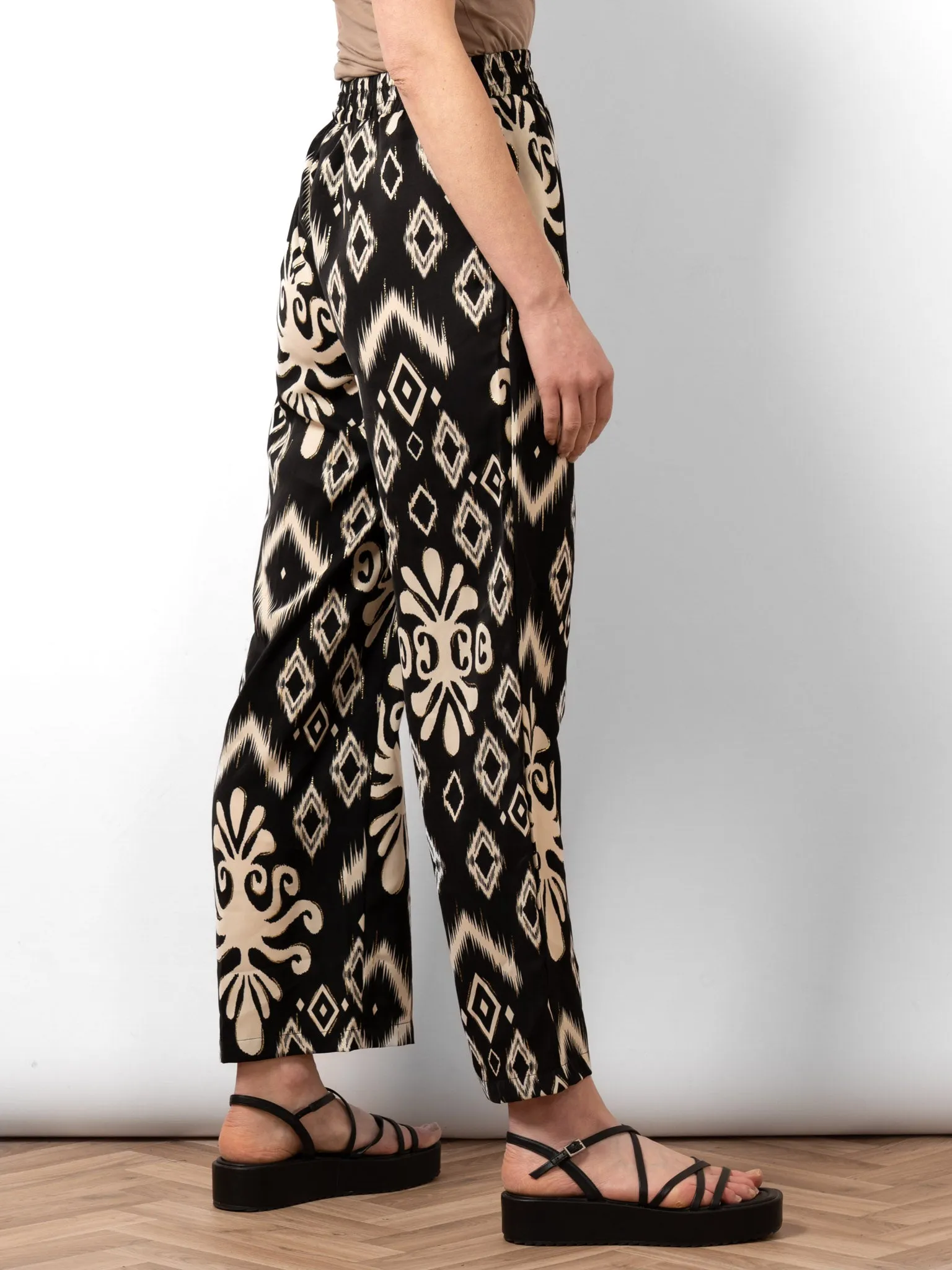 Fifi Wide Leg Trousers - Black, Ikat