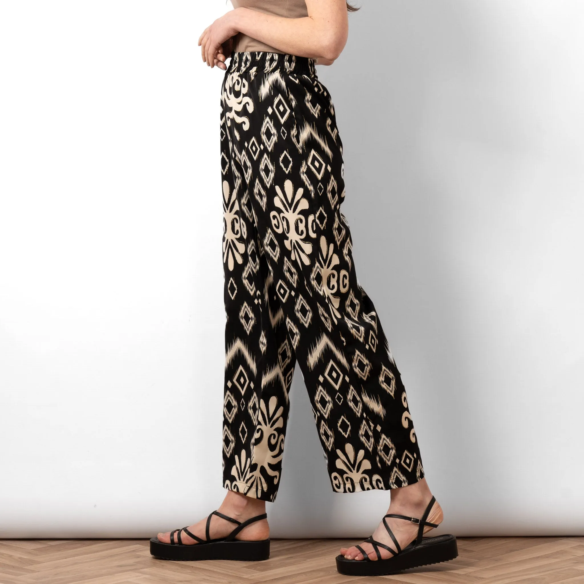 Fifi Wide Leg Trousers - Black, Ikat