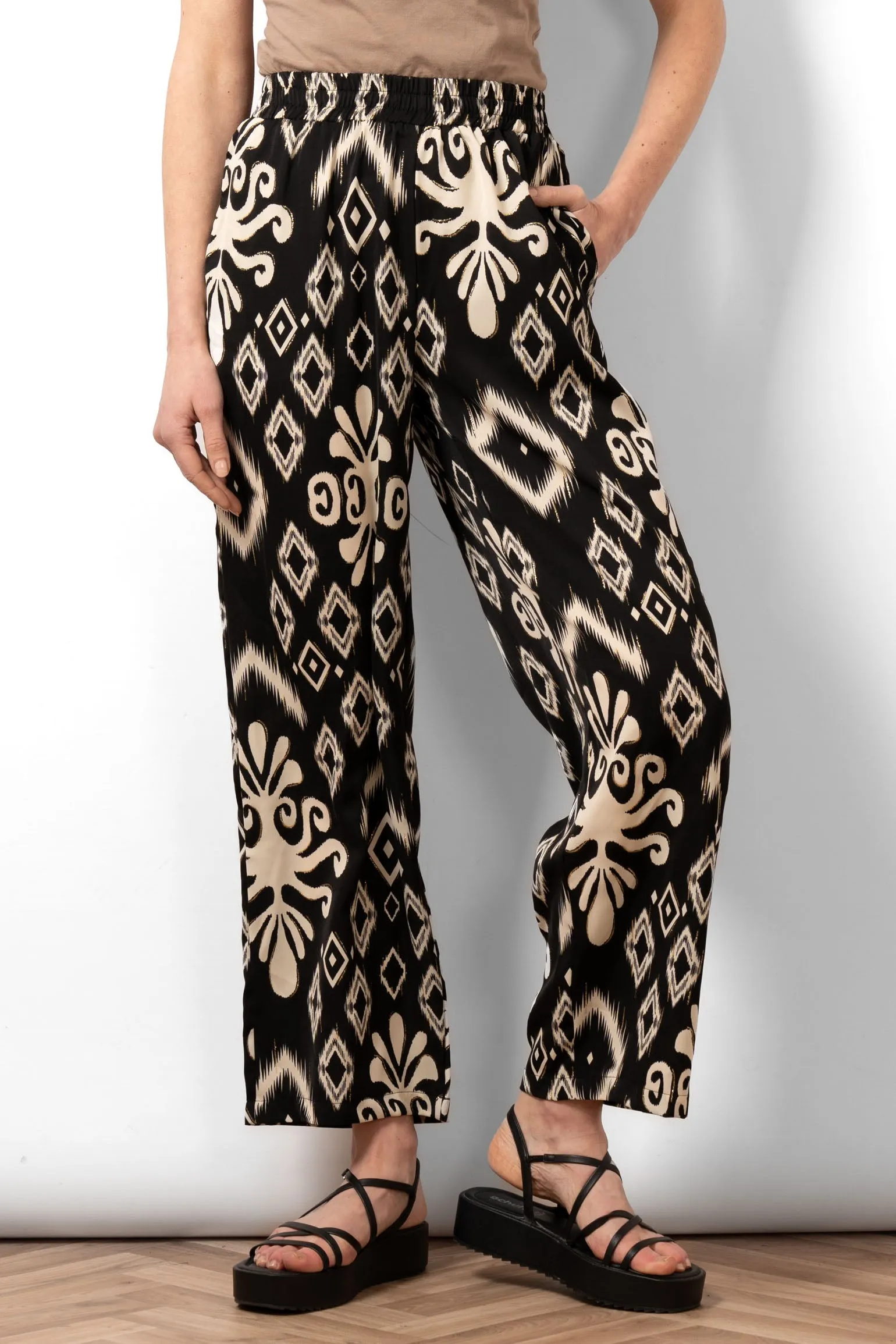 Fifi Wide Leg Trousers - Black, Ikat