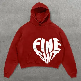 Fine Shit Letters Print Long Sleeve Hoodies