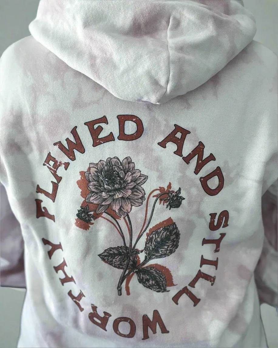 flawed and still worthy | zip up hooded sweatshirt