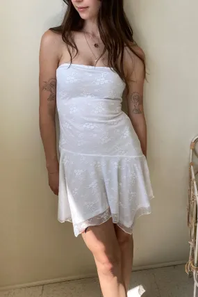 Floral Mesh Strapless Mini Dress