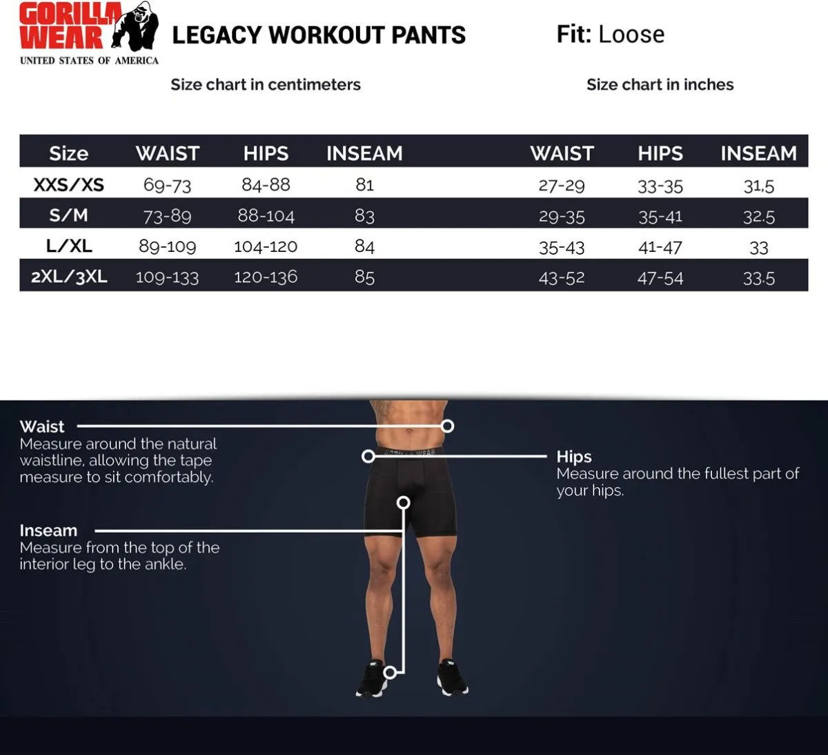 Gorilla Wear Legacy Workout Pants - Black