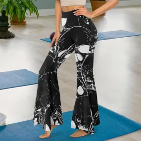 Gothic Skull Print High Waist Flared Pants