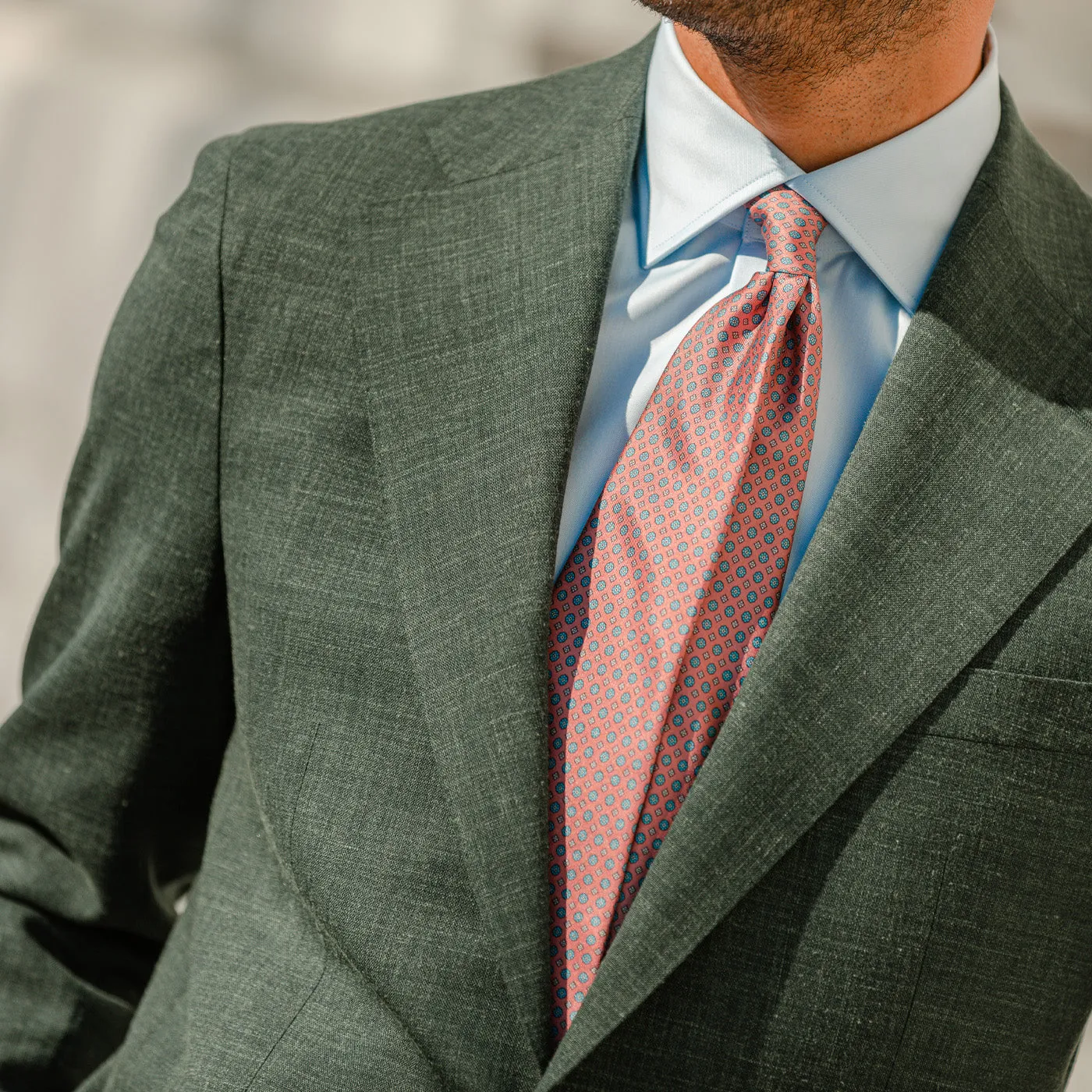 Green Melange Wool Linen Suit Jacket