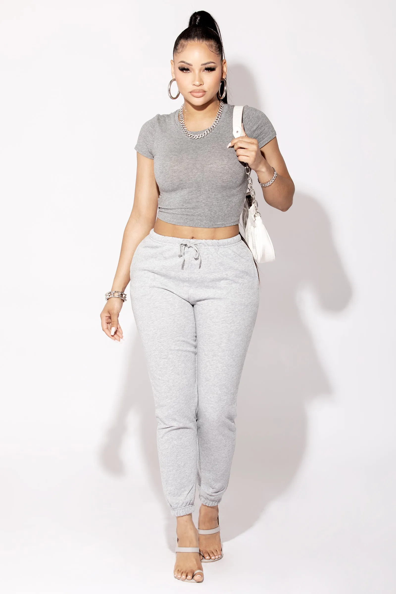 Heather Grey Basic Drawstring Sweats
