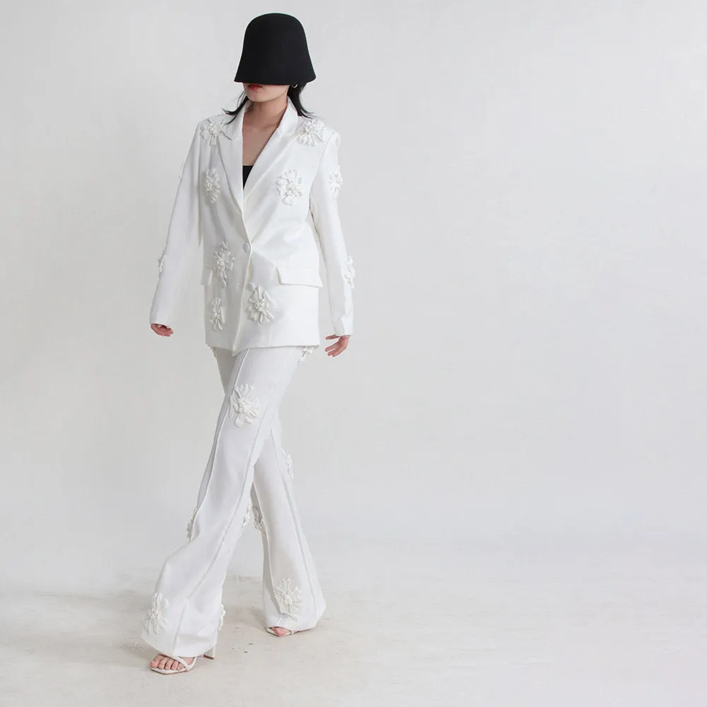 HOTARU FLowER DECORATED PANTS and Blazer SET
