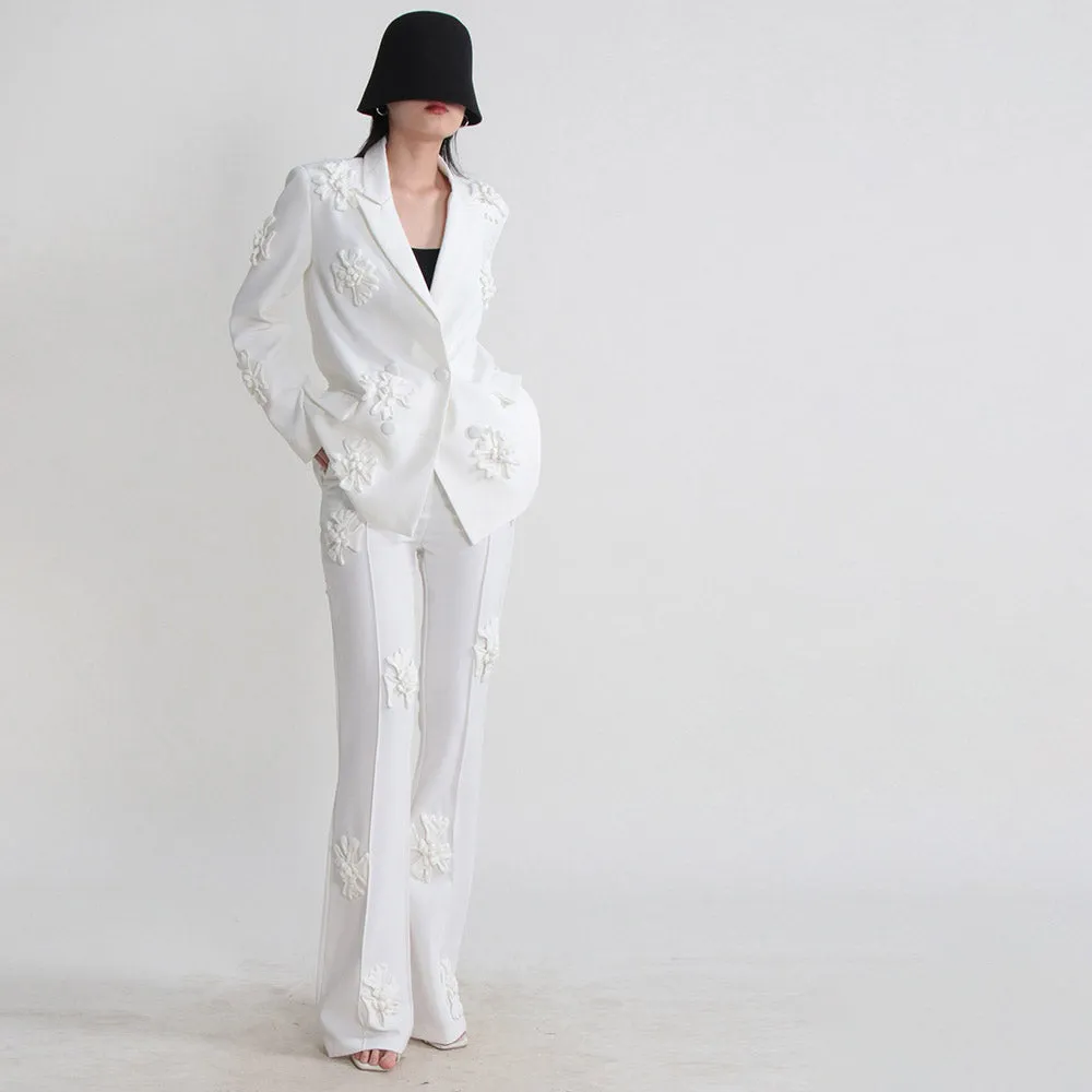 HOTARU FLowER DECORATED PANTS and Blazer SET