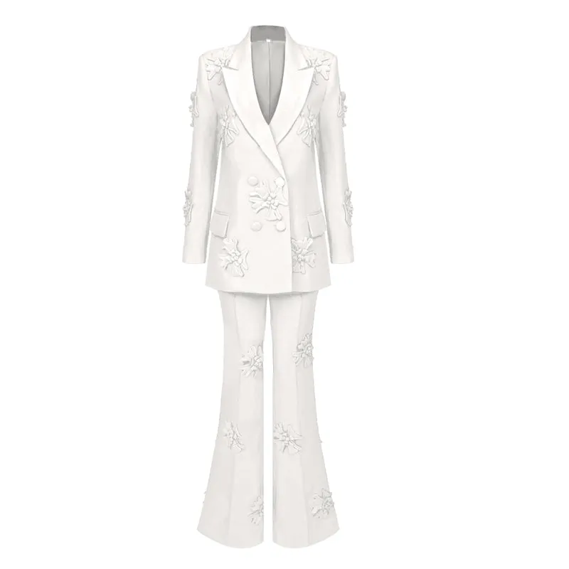 HOTARU FLowER DECORATED PANTS and Blazer SET