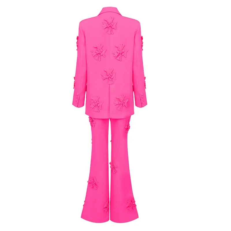 HOTARU FLowER DECORATED PANTS and Blazer SET