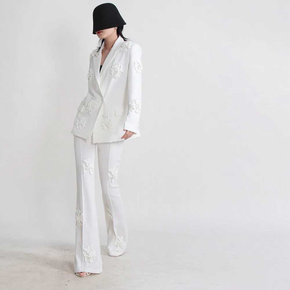 HOTARU FLowER DECORATED PANTS and Blazer SET