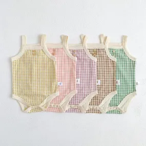 Kimmy - Summer Onesie , Gingham Bodysuit Onesie