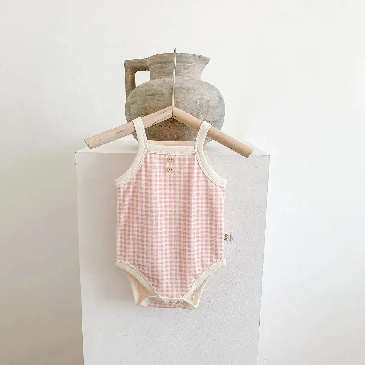 Kimmy - Summer Onesie , Gingham Bodysuit Onesie