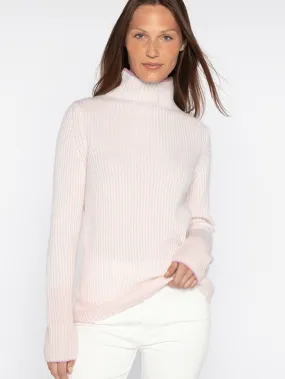Kinross Cashmere Women's Plaited Rib Funnel Neck Jumper LRSC3-222 Shell Multi
