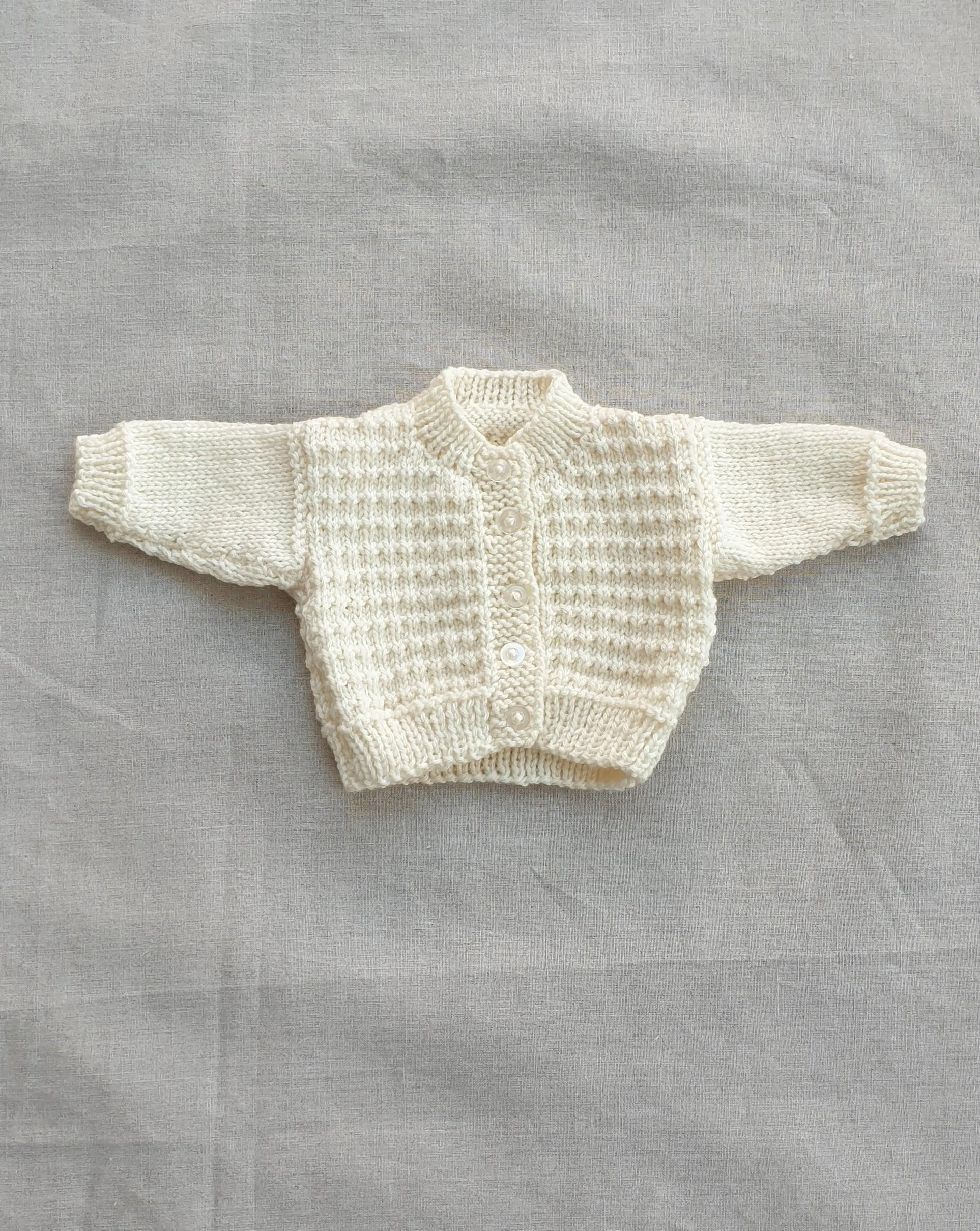 Knitted by Nana Cardigan Cream 0-3M