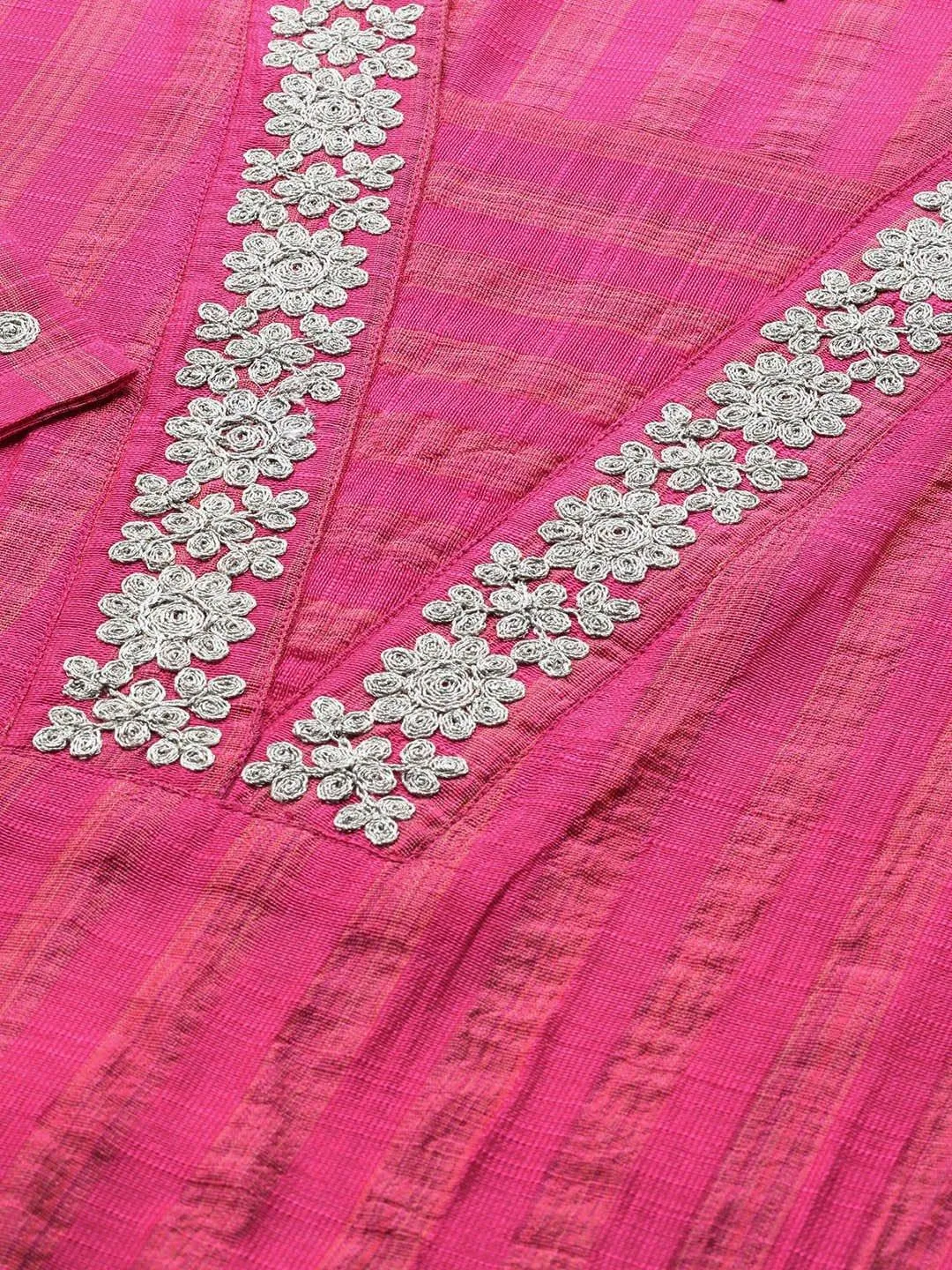 KSUT Pink & Grey Striped Kurta with Trousers