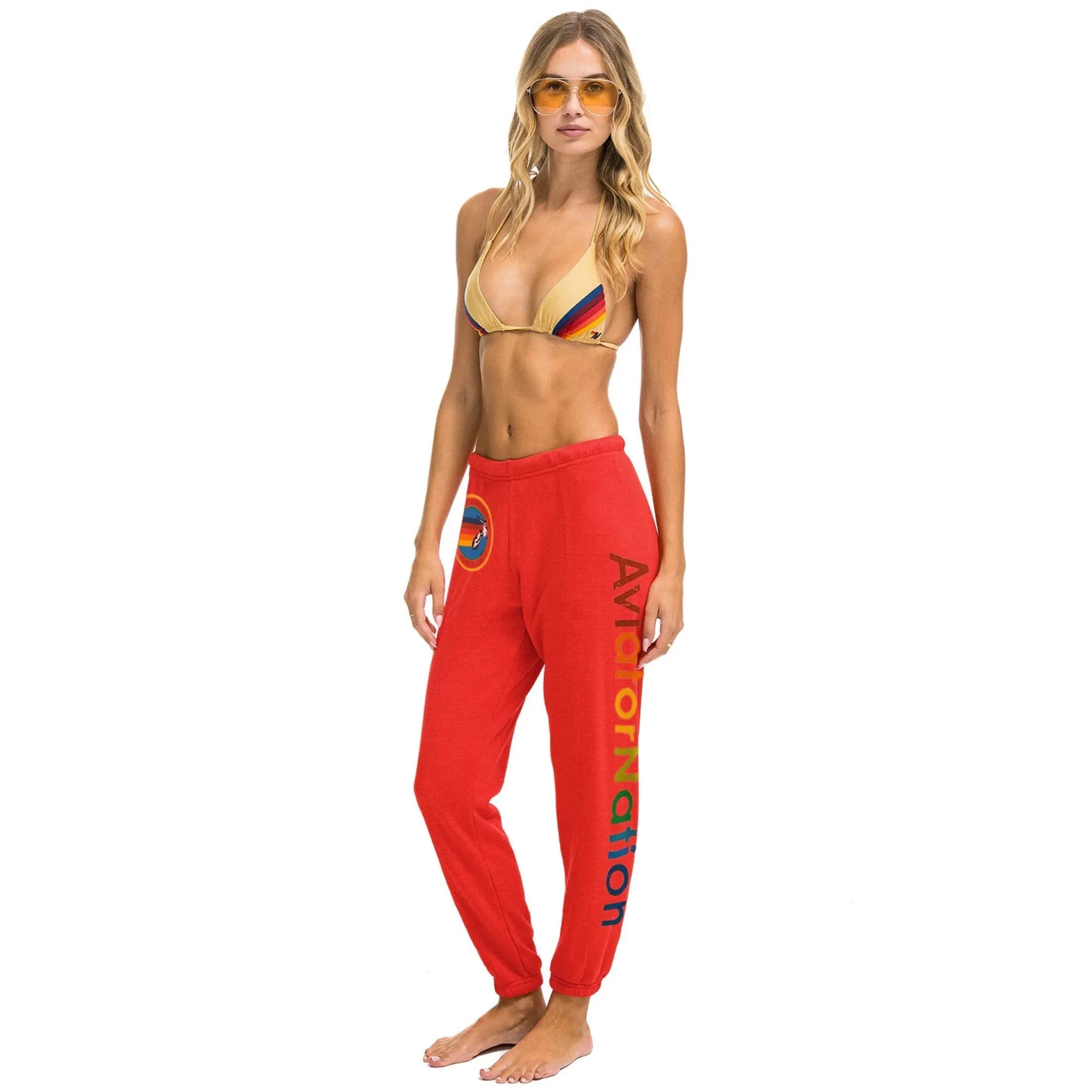 Leg Logo Sweatpants Red