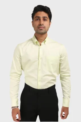 LEMON YELLOW SATIN SLUB SLIM FIT SHIRT