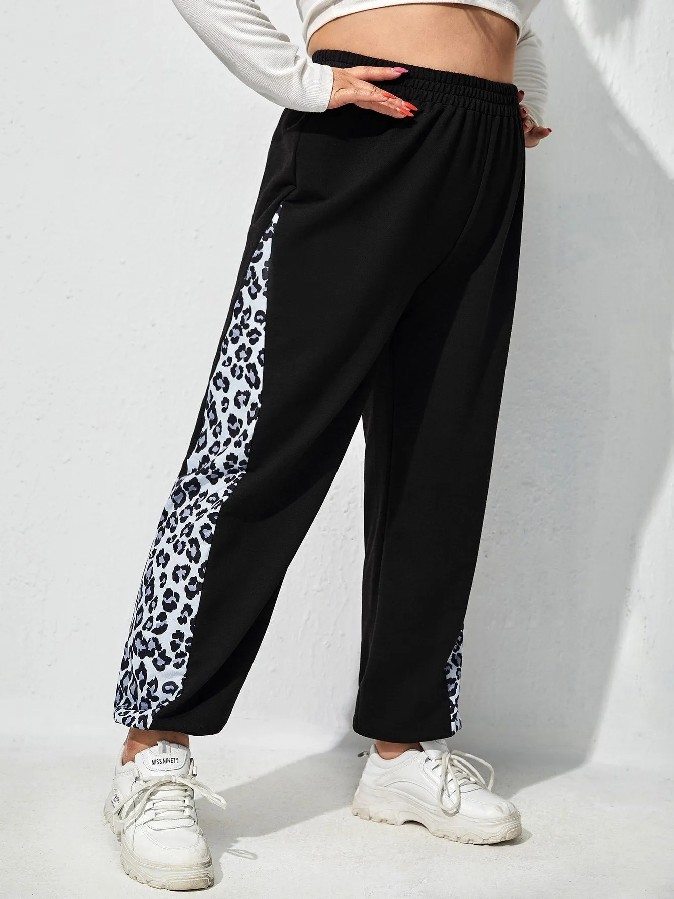 Leopard High Waist Long Plus Size Sweatpants