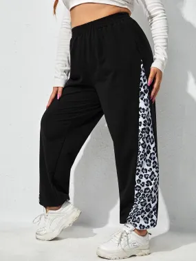 Leopard High Waist Long Plus Size Sweatpants