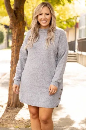 Little Do You Know Dress, Heathered Gray