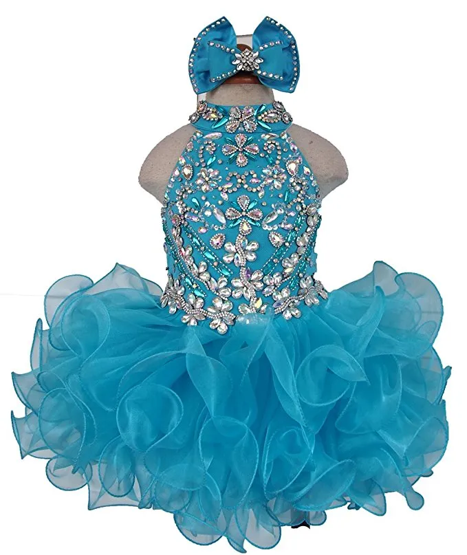 Little Princess/Baby/ Child Glitz Cupcake Pageant Dress with Hair Bow
