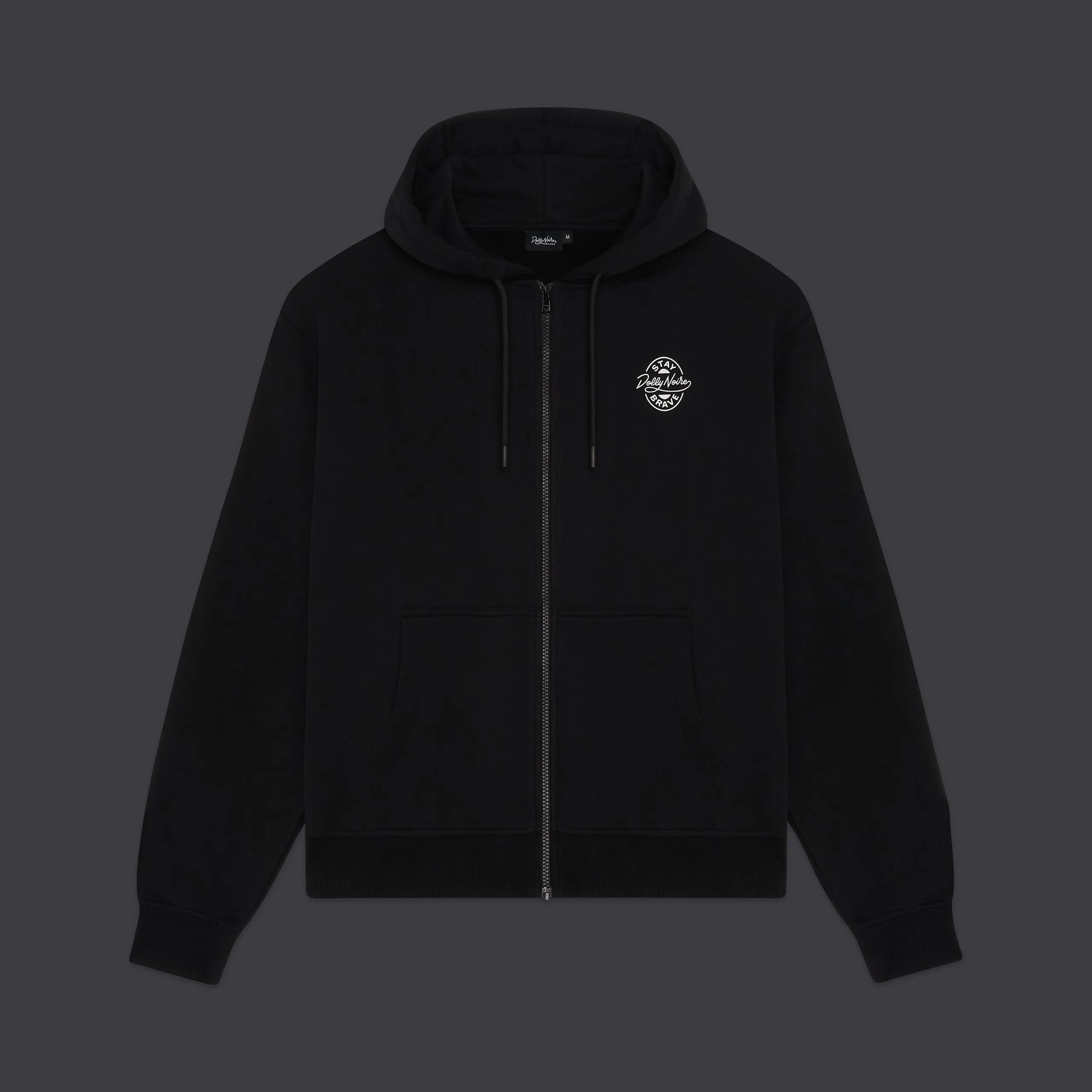 Logo Brew Label Zip Hoodie Black