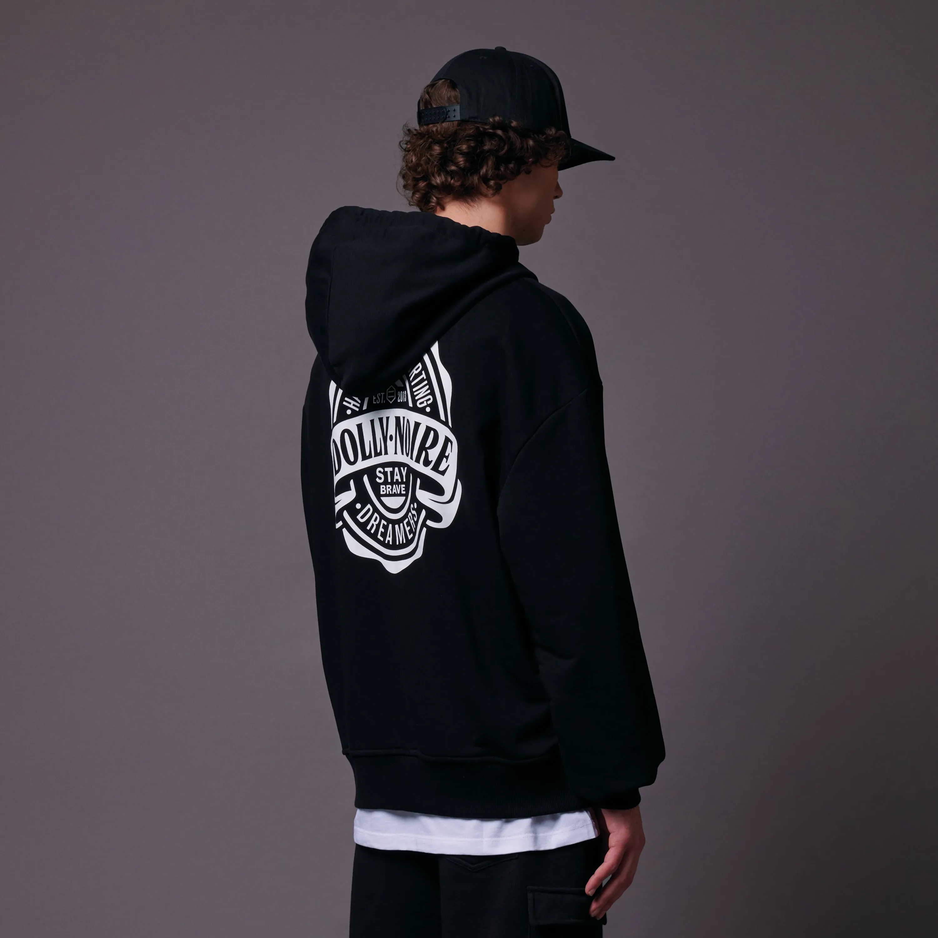 Logo Brew Label Zip Hoodie Black