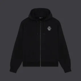 Logo Brew Label Zip Hoodie Black