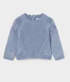 Mayoral - Baby Embroidered Flowers Sweater Blue