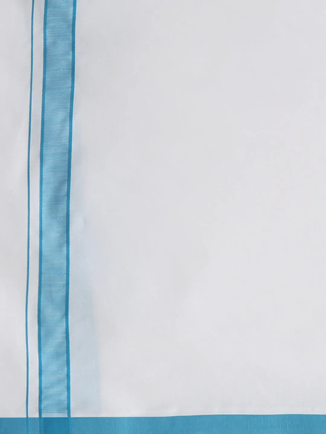 Men White Shirt with Sky Blue Fancy Border Dhoti Combo WP04