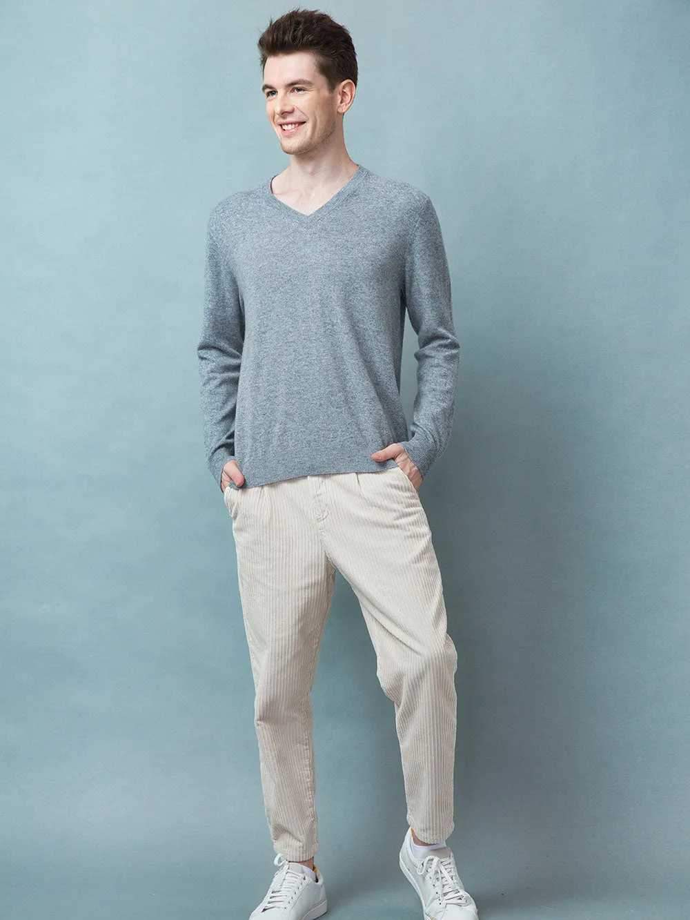 Men's 100% Mongolian Cashmere  V Neck Sweater