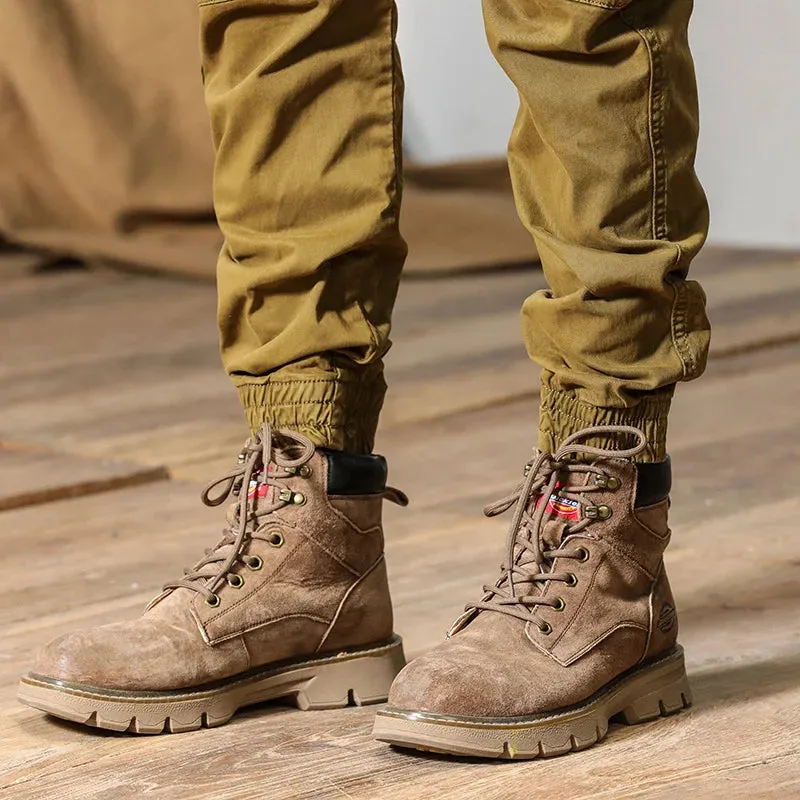 Men's bound feet fashion American retro Cargo pants  large pocket casual pants