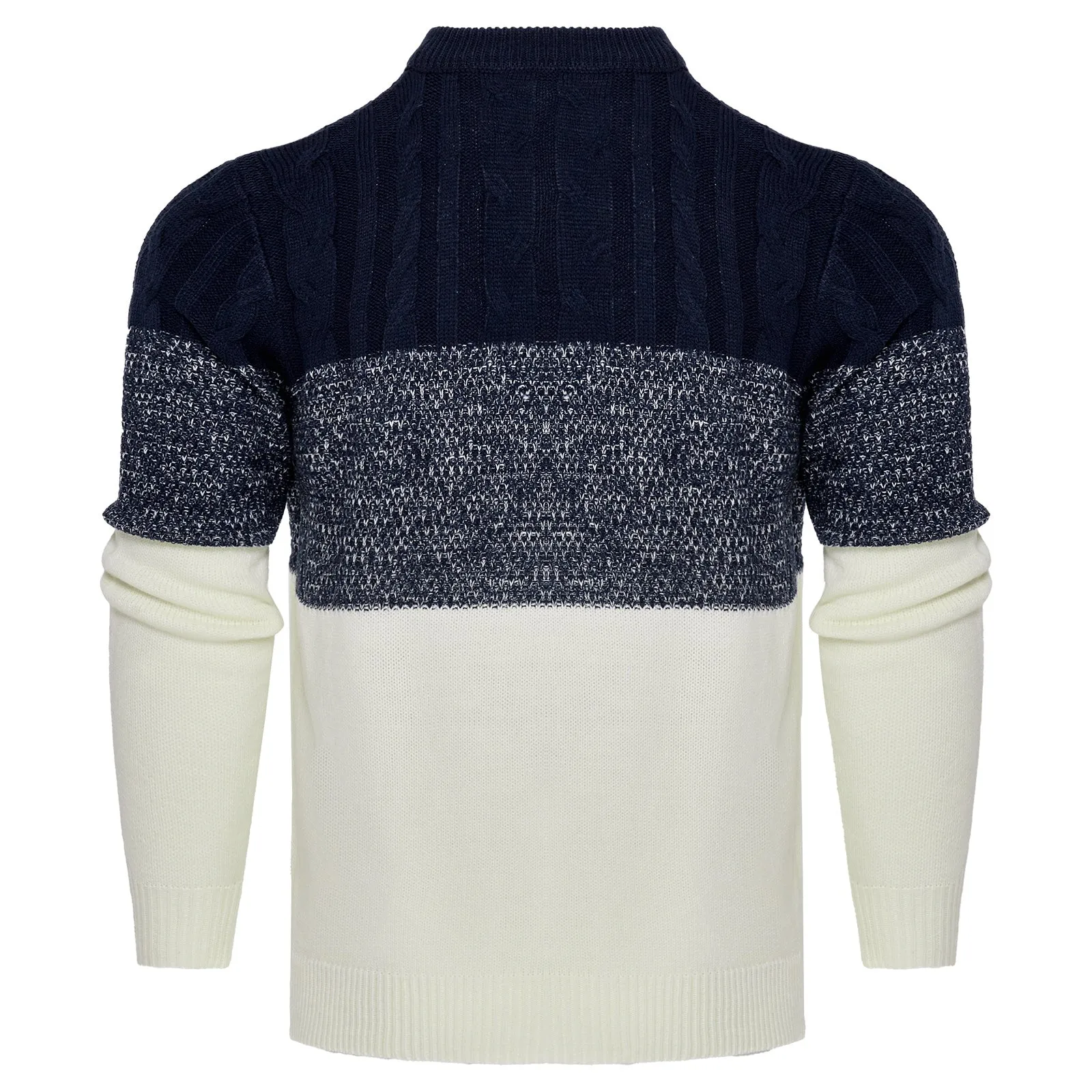 Men's Casual Color Block Long Sleeve Cable Knit Pullover Sweater