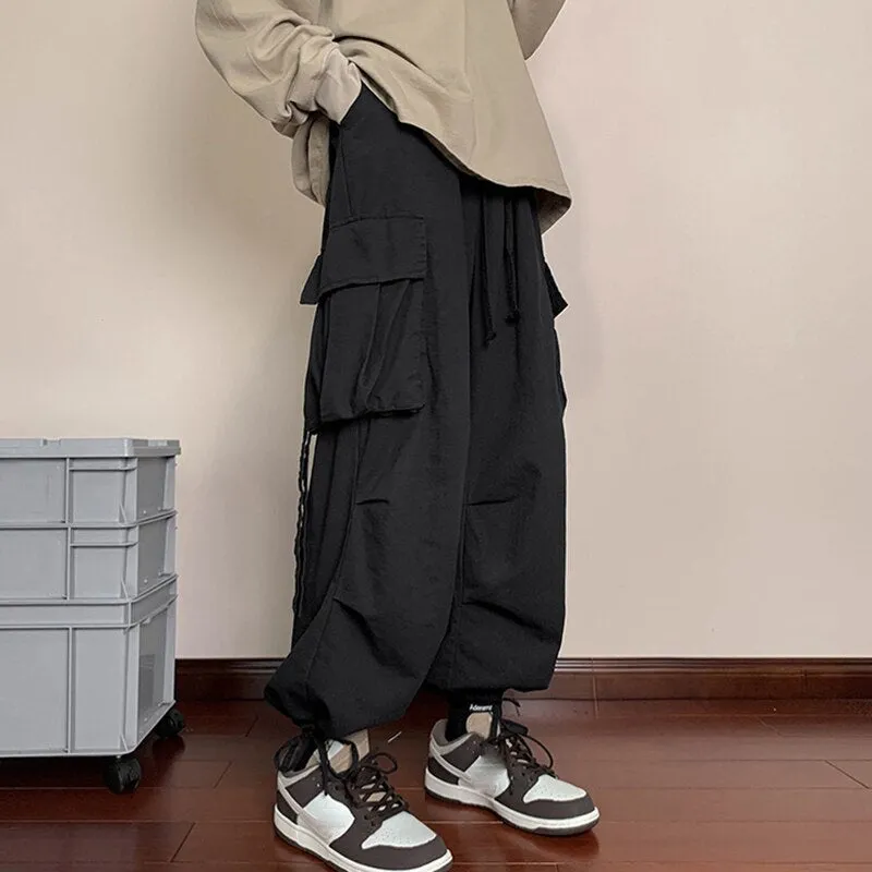 Men's Y2K Clothes Cargo Pants Baggy Oversized Functional Drawstring Pants 2023 Spring Tide High Street Casual Long Pants Fashion