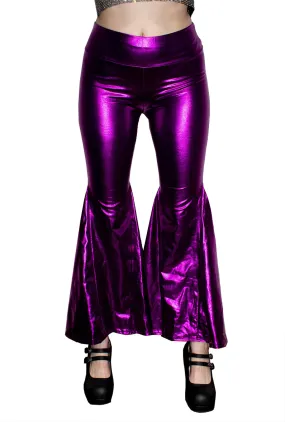 Metallic Purple Flared Disco Pants