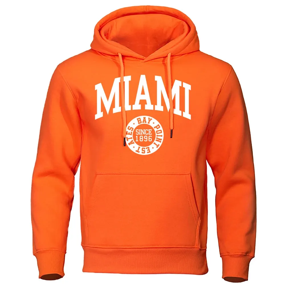 Miami Since 1896 Letter Printing Men Hoodie Hip Hop Warm Clothes Crewneck Fitness Sweatshirt Casual Crewneck Mens Sportswear cho