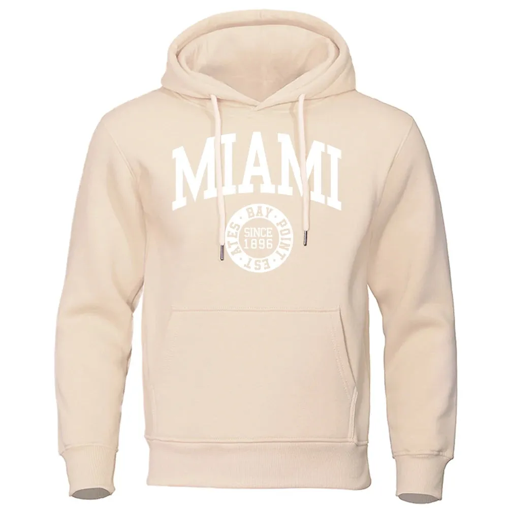 Miami Since 1896 Letter Printing Men Hoodie Hip Hop Warm Clothes Crewneck Fitness Sweatshirt Casual Crewneck Mens Sportswear cho
