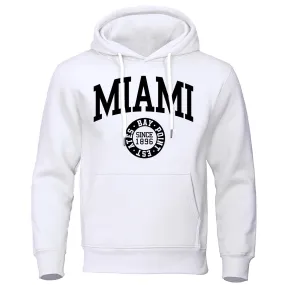 Miami Since 1896 Letter Printing Men Hoodie Hip Hop Warm Clothes Crewneck Fitness Sweatshirt Casual Crewneck Mens Sportswear cho