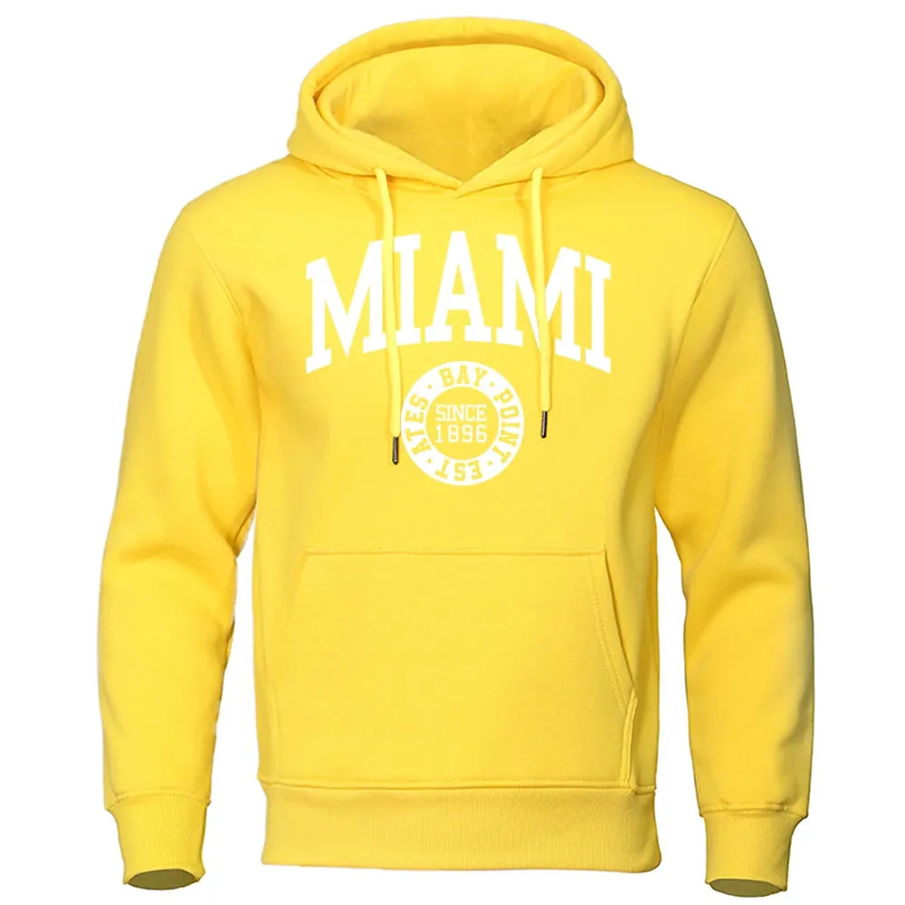 Miami Since 1896 Letter Printing Men Hoodie Hip Hop Warm Clothes Crewneck Fitness Sweatshirt Casual Crewneck Mens Sportswear cho