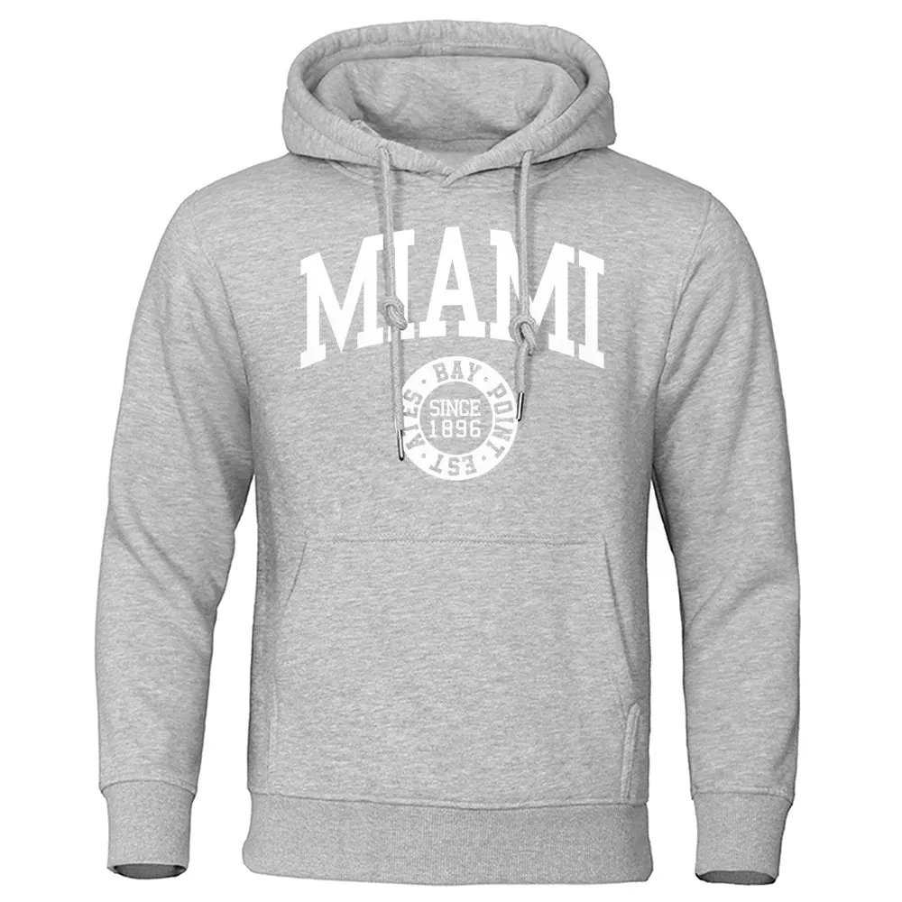 Miami Since 1896 Letter Printing Men Hoodie Hip Hop Warm Clothes Crewneck Fitness Sweatshirt Casual Crewneck Mens Sportswear cho