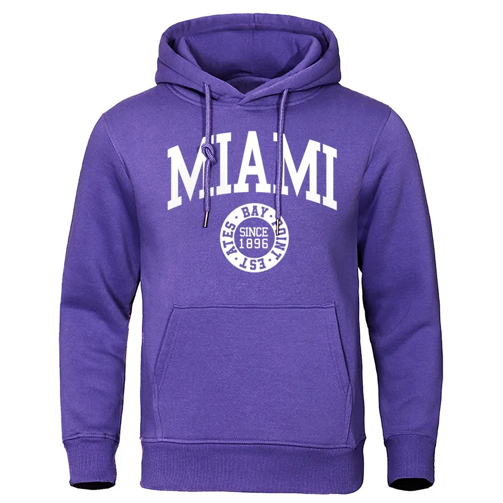 Miami Since 1896 Letter Printing Men Hoodie Hip Hop Warm Clothes Crewneck Fitness Sweatshirt Casual Crewneck Mens Sportswear cho