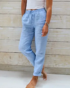 Monica | Trousers with Elastic Waistband made of Cotton and Linen