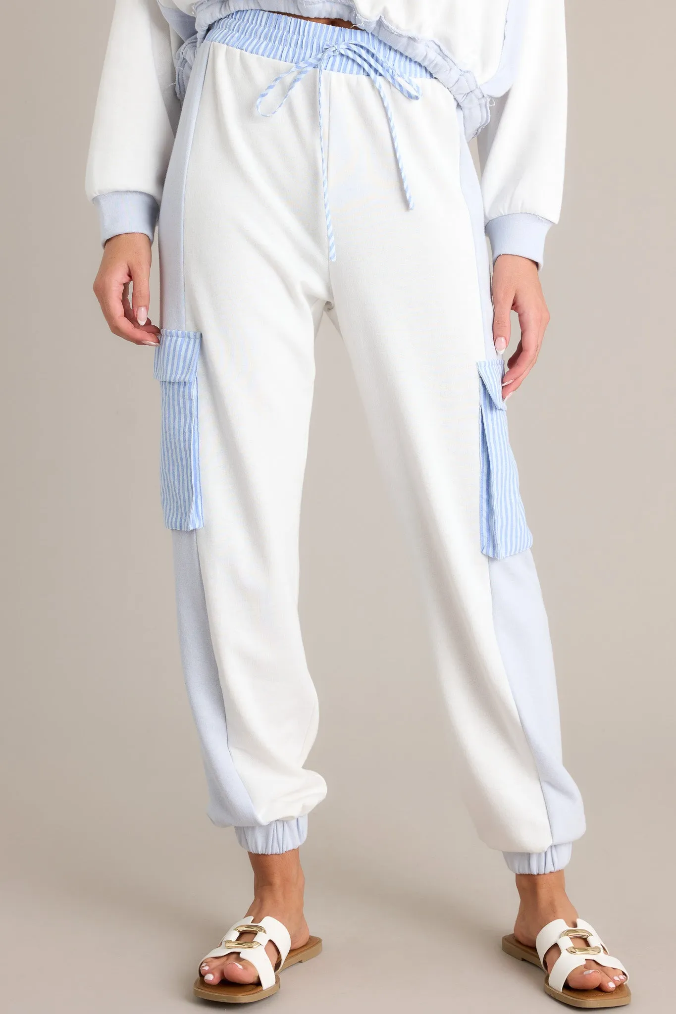Moving Forward Light Blue Cargo Jogger Sweatpants
